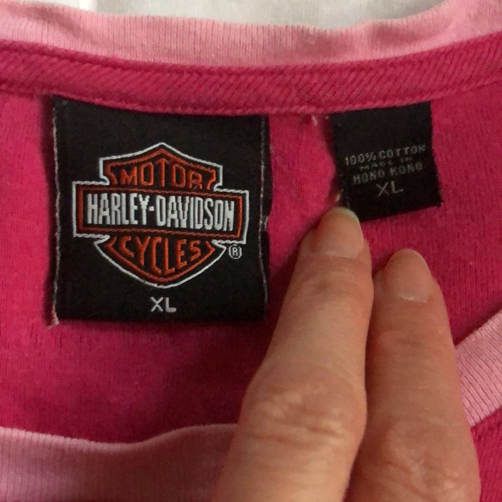Harley-Davidson White Pink Glitter Logo Tee Shirt Top XL - Picture 7 of 10